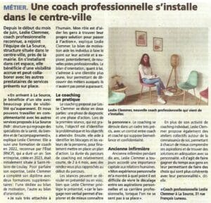Leslie Clemmer, coach professionnelle - article de presse