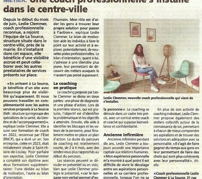 Leslie Clemmer, coach professionnelle - article de presse